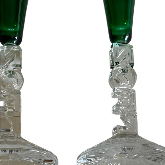 CRISTAL D’ARQUES 2CHAMPAGNE FLUTES NOEL FESTIVE CHRISTMAS - Picture 2 of 16